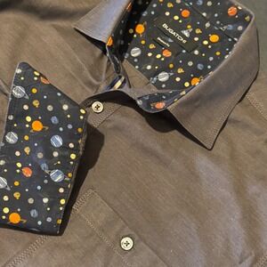 Bugatchi Button Down Shirt Outer Space Planet Print‎ Long Sleeve Dress Shirt M